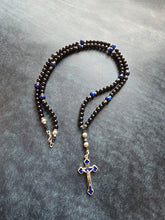 Load image into Gallery viewer, Blue Tigers Eye and Black Agate Rosary
